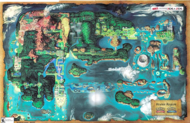 Mapa de Hoenn Pokemon Rubi Omega y Zafiro Alfa